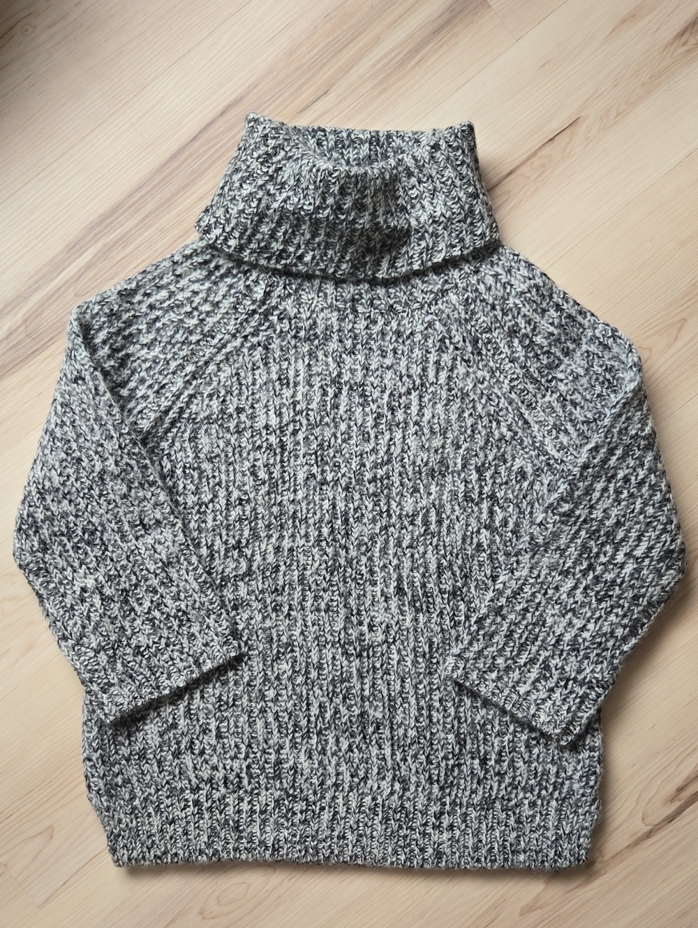 NWT Madewell Wool-Blend, 3/4 Sleeve Sweater, Black/Grey/White, Size Small